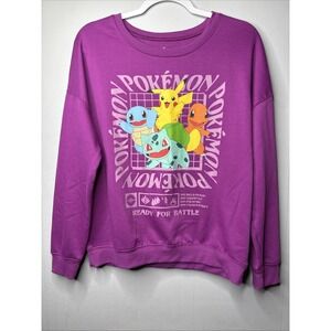 Pokémon Pikachu Sweatshirt Womens Medium Purple Graphic Pullover Soft Cozy
